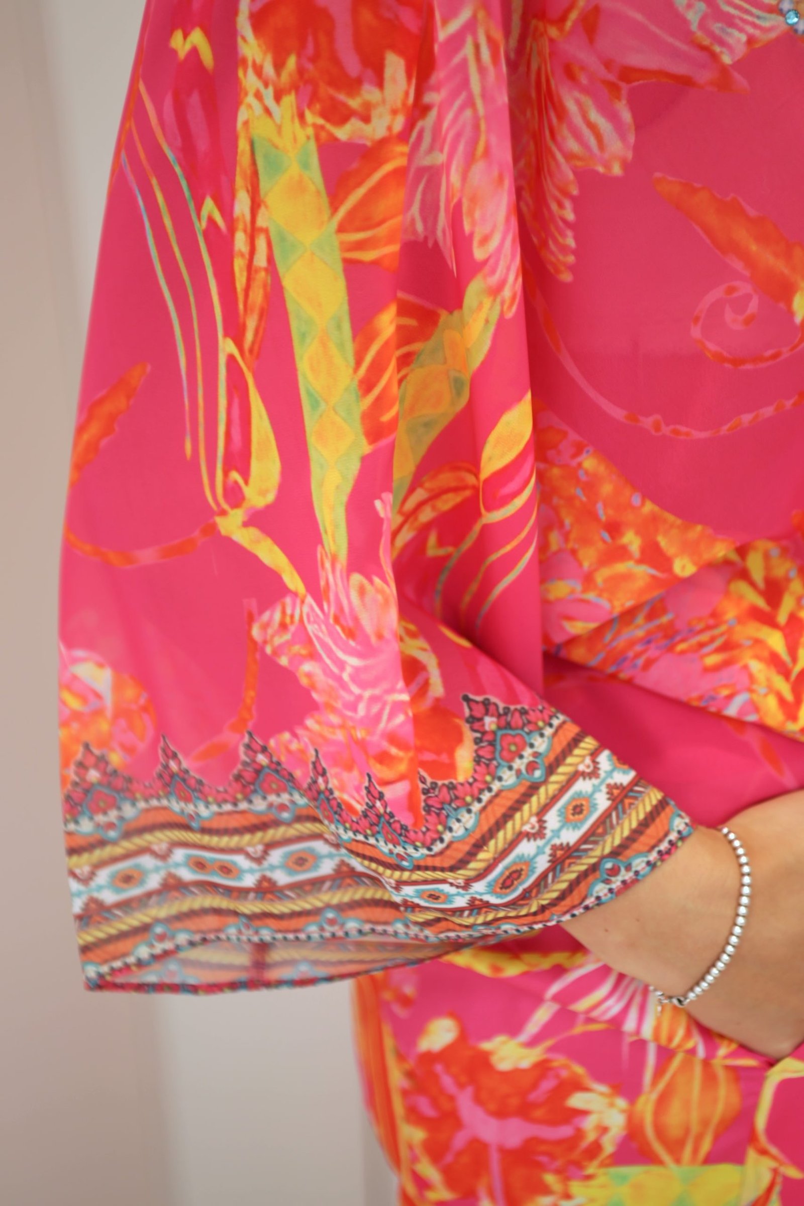 Cecily Pink/Orange Top with Tie Bottom Detail - Image 5