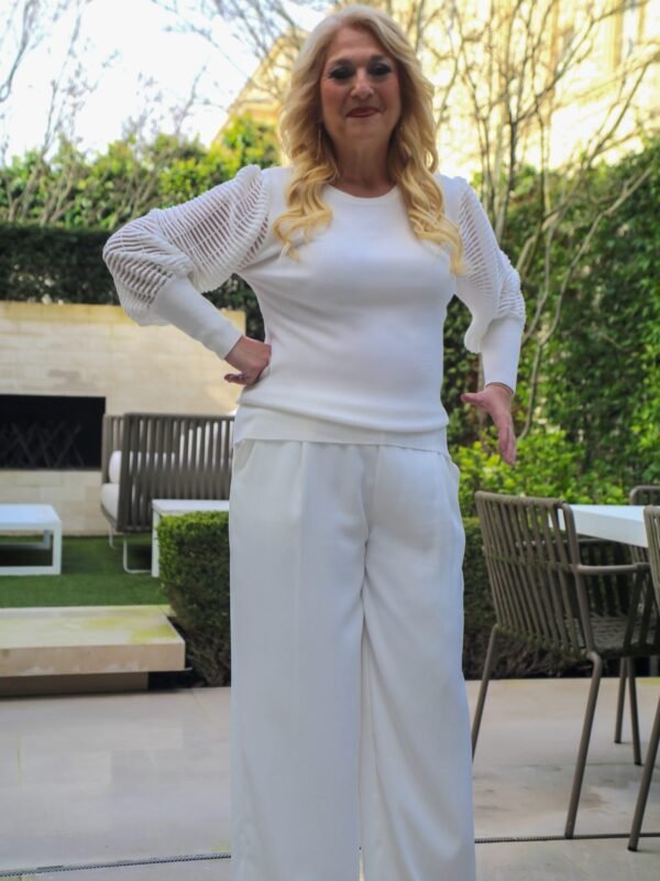 Kate White Full Mesh Sleeve Jumper