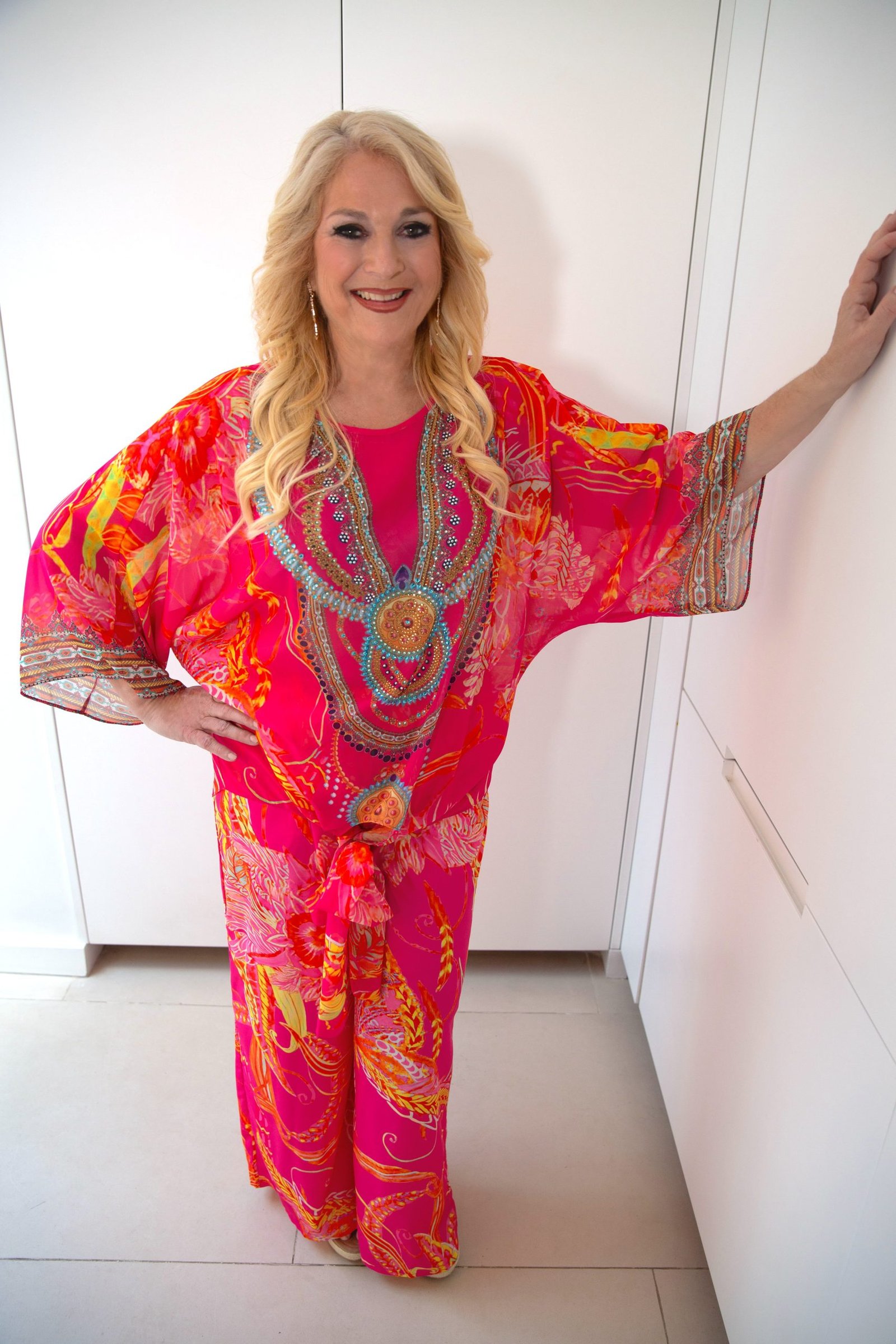 Cecily Pink/Orange Top with Tie Bottom Detail - Image 4