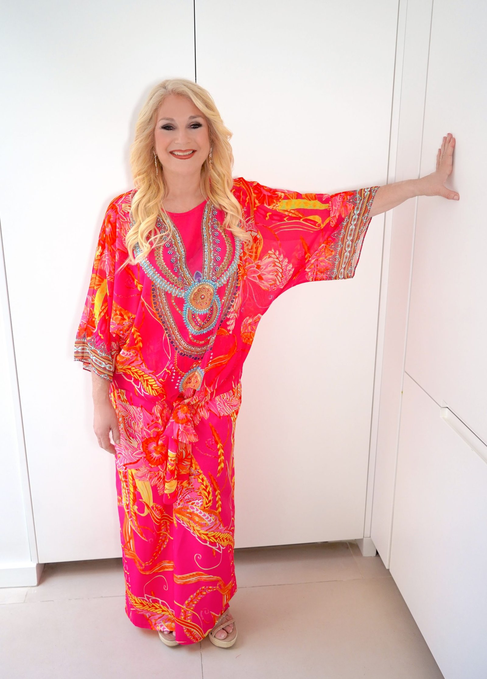 Cecily Pink/Orange Top with Tie Bottom Detail