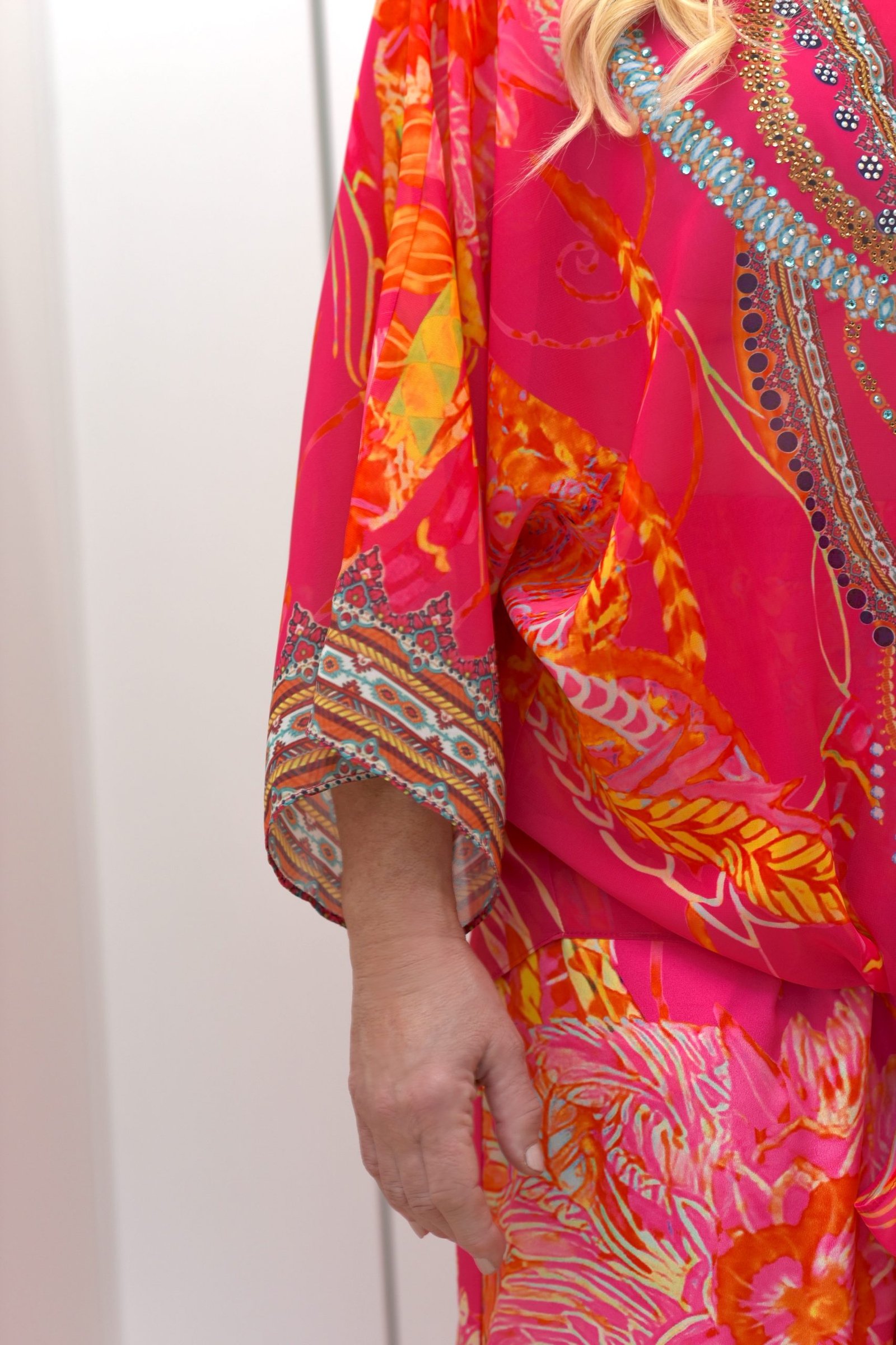 Cecily Pink/Orange Top with Tie Bottom Detail - Image 2