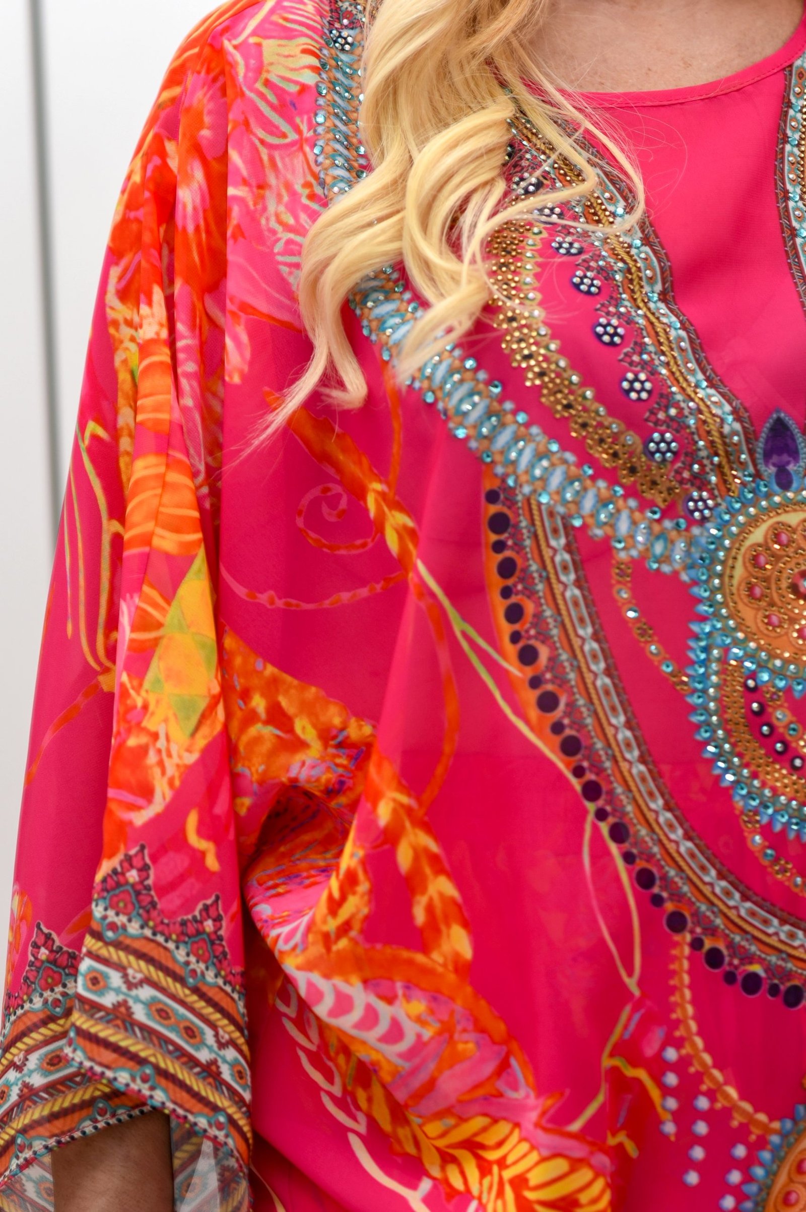 Cecily Pink/Orange Top with Tie Bottom Detail - Image 3