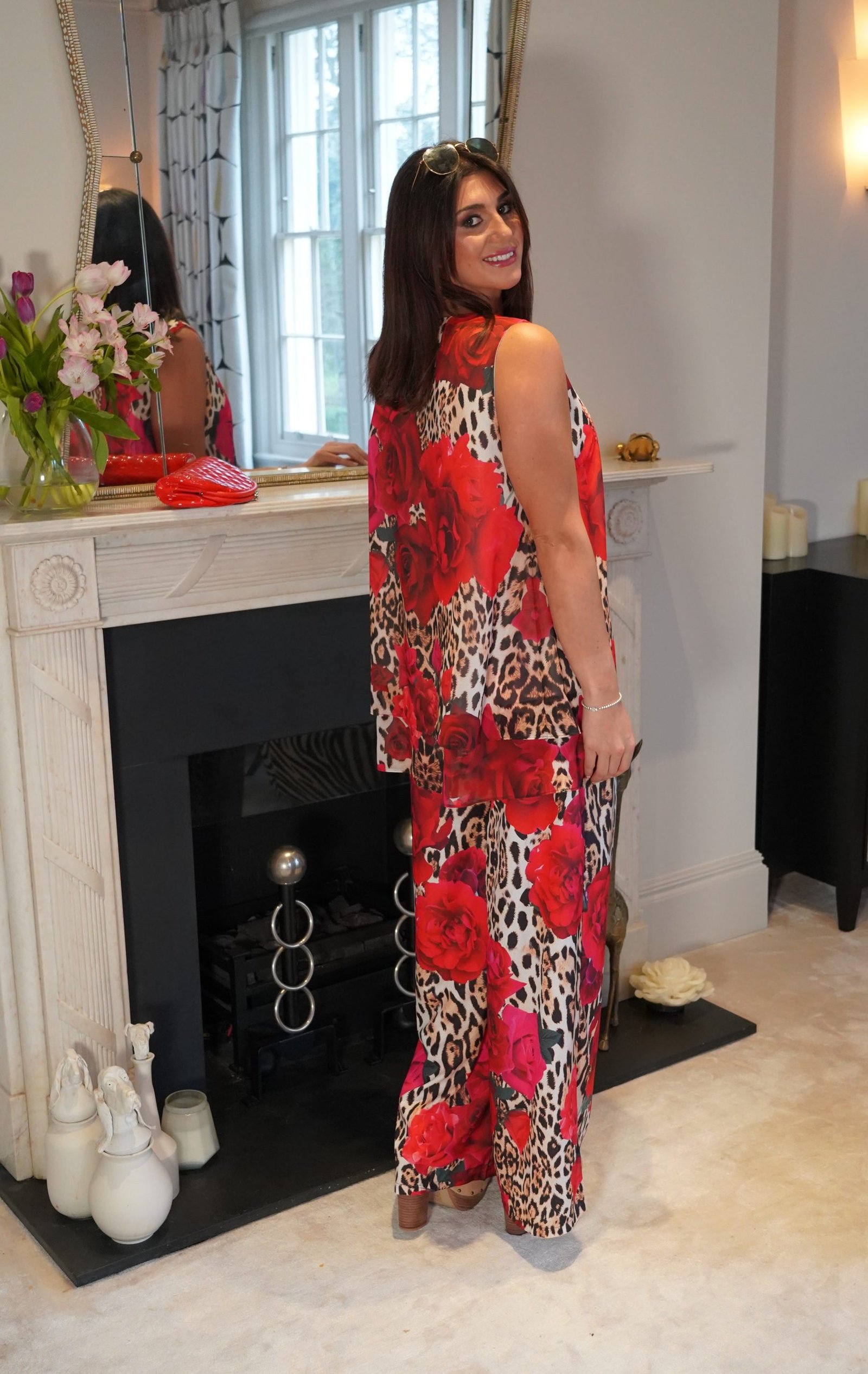 Taylor Red Leopard Rose Sleeveless Top - Image 6