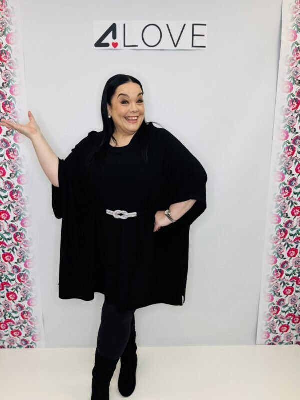 'L' Bling front belted knitted tunic