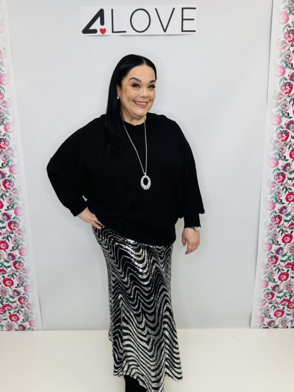 'L' Chunky knit high neck jumper