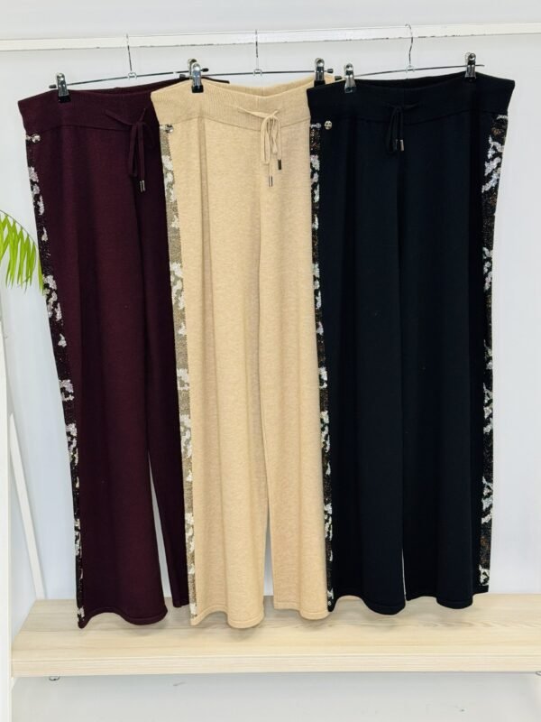 'L' Inspired studded side detail knitted trousers
