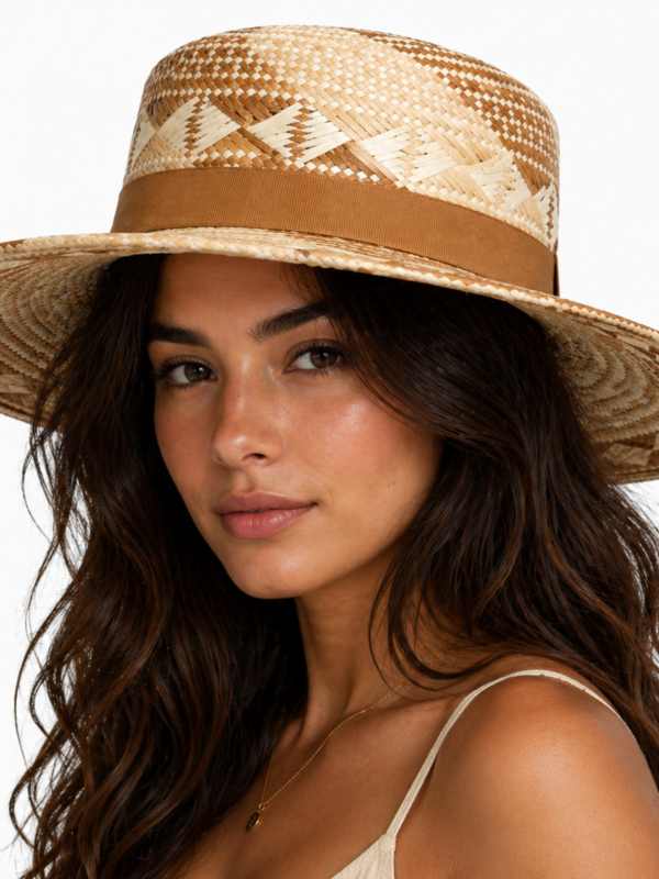 Beach sun hat in stone camel