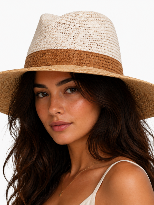 Beach sun hat in white/stone