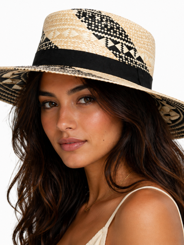 Beach sun hat in mono