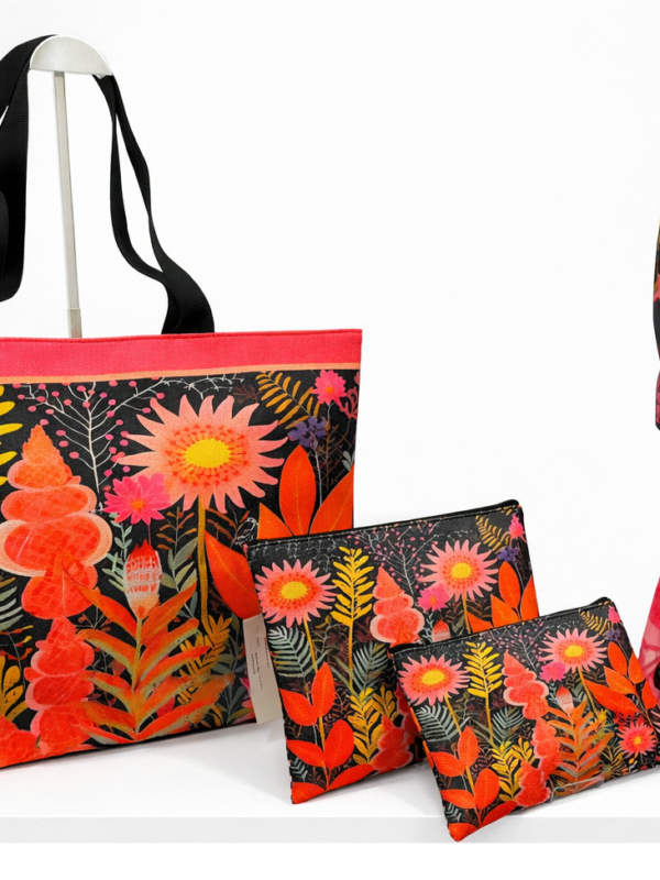 Large beach bag, sarong and two piece wallet set