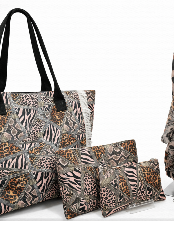 Large beach bag, sarong and two piece wallet set