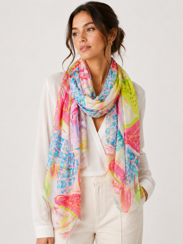 Vibrant fruit print scarf